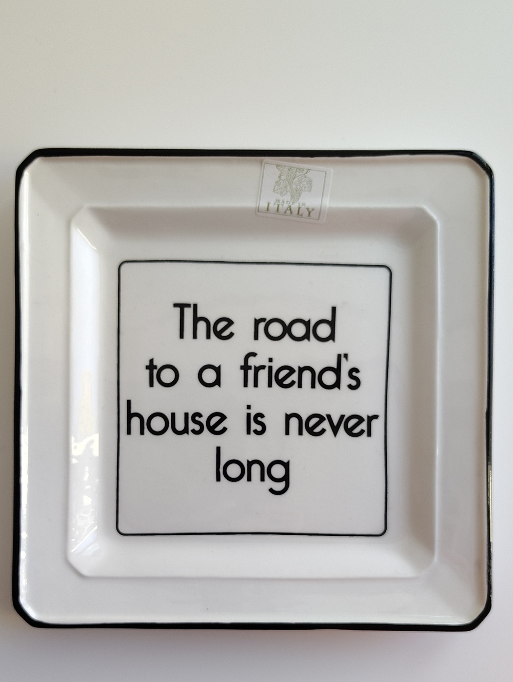 White Ceramic Decorative Tray with Black Quote - Home Dining Serveware